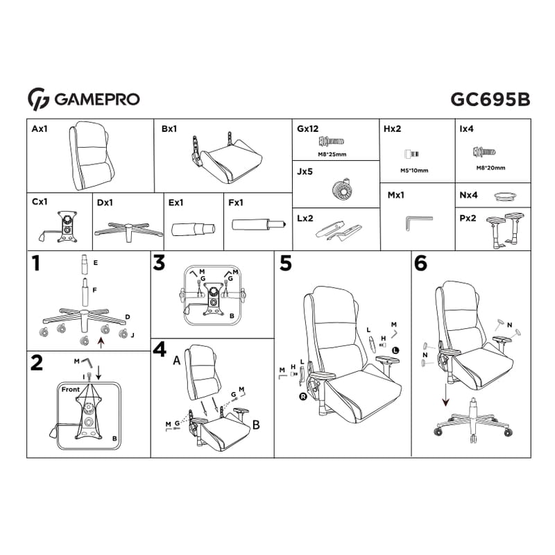 Кресло для геймеров GamePro GC695B Black