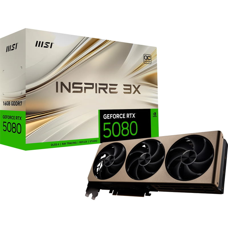 Відеокарта GF RTX 5080 16GB GDDR7 Inspire 3X OC MSI (GeForce RTX 5080 16G Inspire 3X OC)