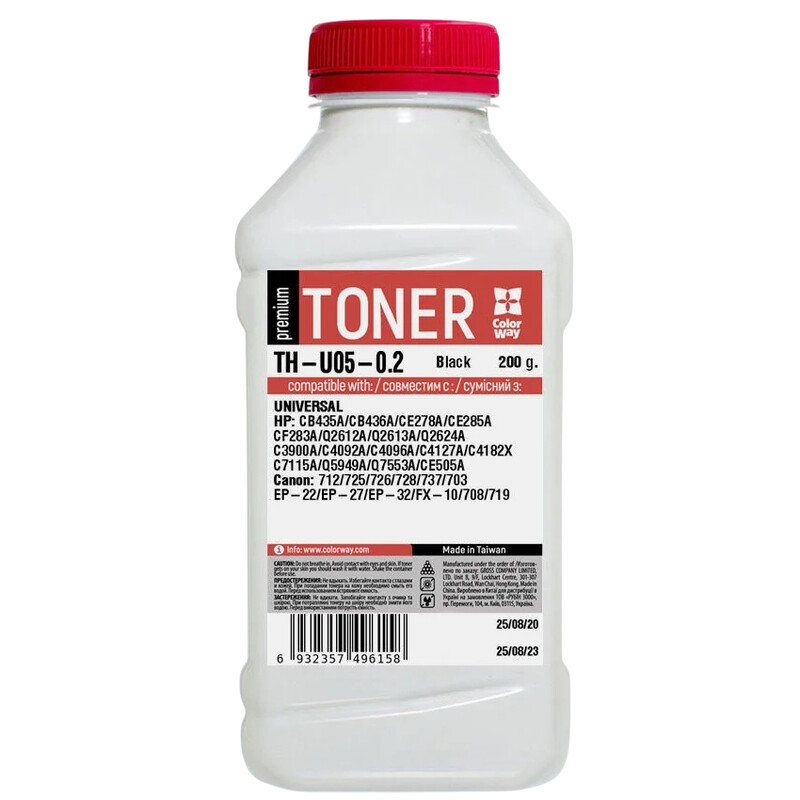 Тонер ColorWay (TH-U05-0.2) HP LJ P1005/1102/1010/2035 Premium Universal 200 г
