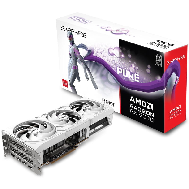 Видеокарта AMD Radeon RX 9070 16GB GDDR6 Pure Gaming OC Sapphire (11349-02-20G)