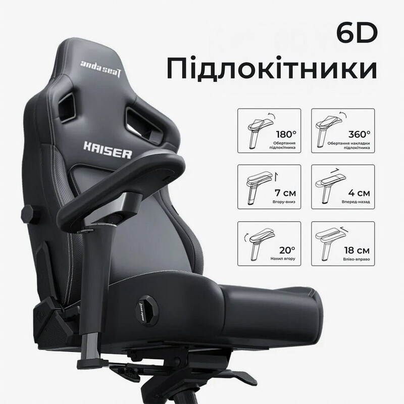 Кресло для геймеров Anda Seat Kaiser 4 V2 Size XL Black (AD12YDDC-XLL-20-B-CF-03)