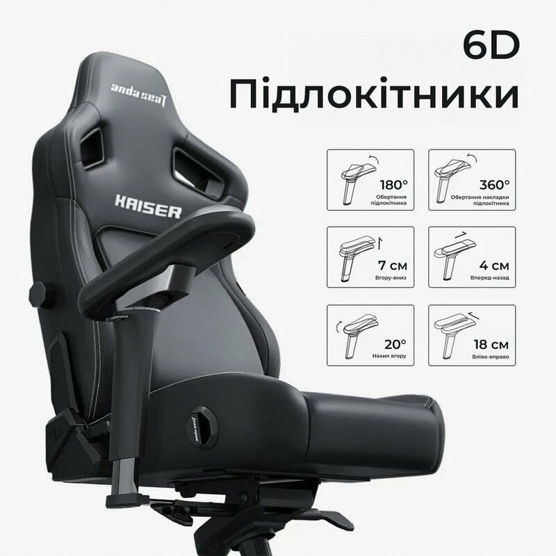 Кресло для геймеров Anda Seat Kaiser 4 V2 Size XL PVC Gray Fabric (AD12YDDC-XLL-20-G-CF-03)