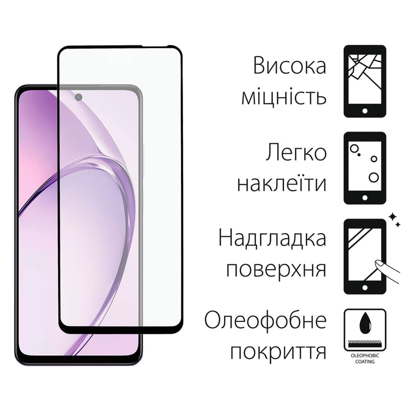 Захисне скло Dengos для Oppo A40m Black Full Glue (TGFG-413)