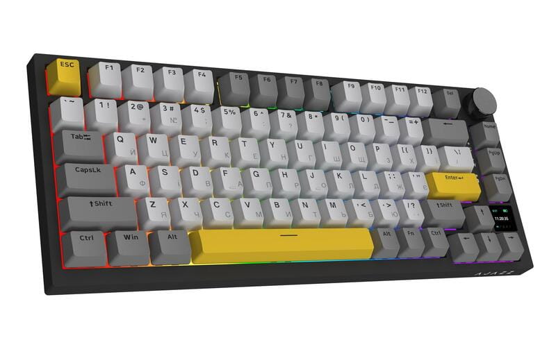 Клавіатура бездротова Ajazz AK820 Pro Flying Fish Switch Black RGB With Screen (AK820PRO-FF-BGY)