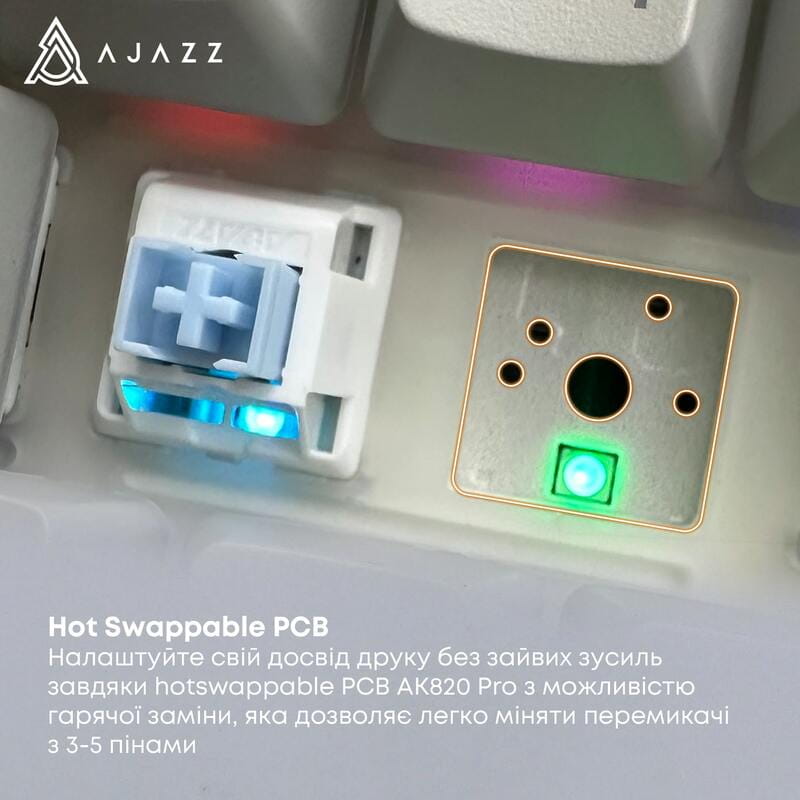 Клавіатура бездротова Ajazz AK820 Pro Flying Fish Switch Black RGB With Screen (AK820PRO-FF-BGY)