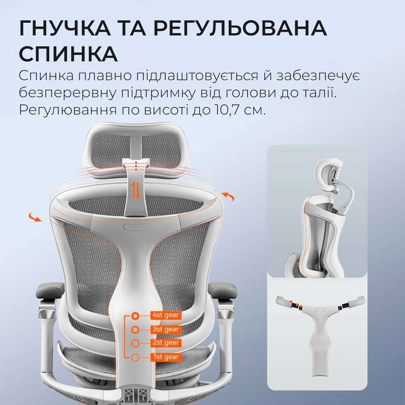 Крісло офісне Sihoo Doro C300 Pro Mesh White (DORO-C300-PRO-M102)