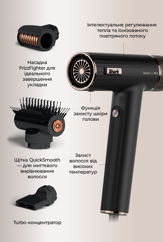 Фен Shark SpeedStyle Pro 3-in-1 HD731EU