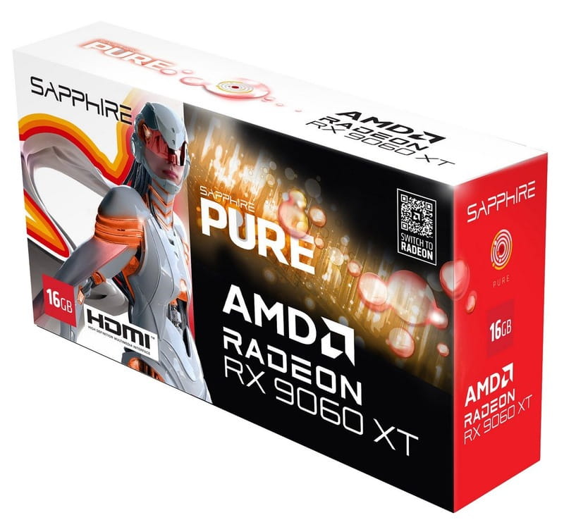 Відеокарта AMD Radeon RX 9060 XT 16GB GDDR6 Pure Gaming OC Sapphire (11350-02-20G)