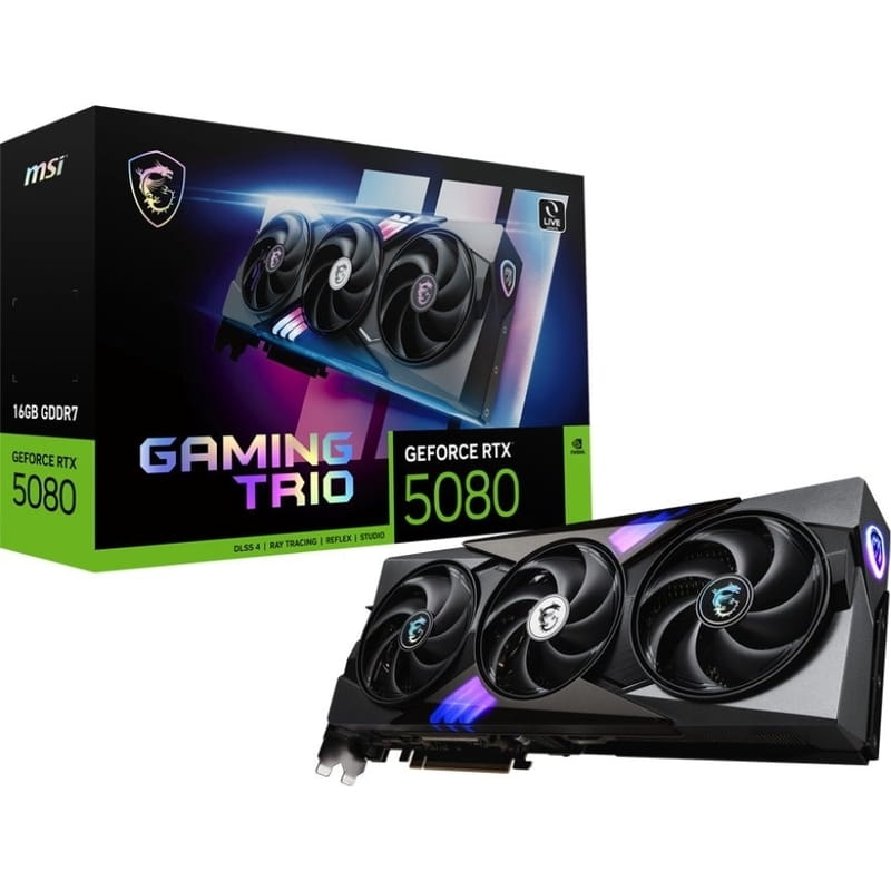 Видеокарта GF RTX 5080 16GB GDDR7 Gaming Trio MSI (GeForce RTX 5080 16G GAMING TRIO)