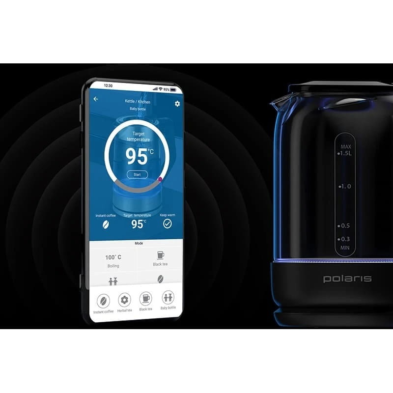 Электрочайник Polaris PWK 17107CGLD WIFI IQ Home Black
