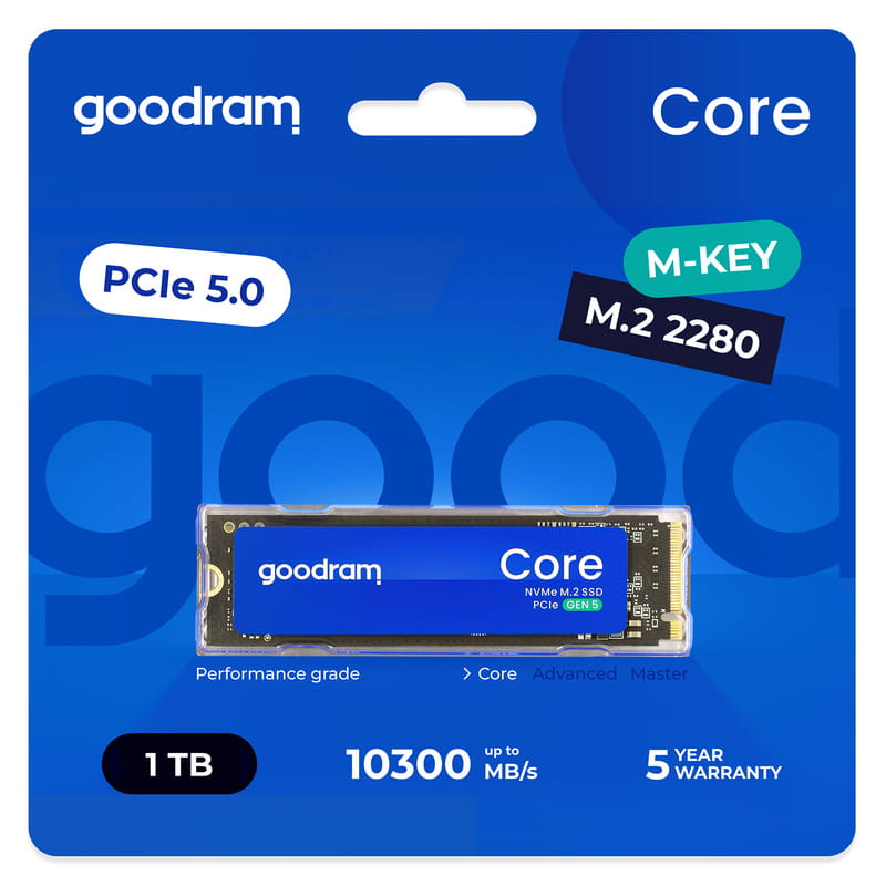 Накопичувач SSD 1TB Goodram Core M.2 2280 PCIe 5.0 x4 NVMe 3D NAND (SSDR-GRC01-1K0-80)