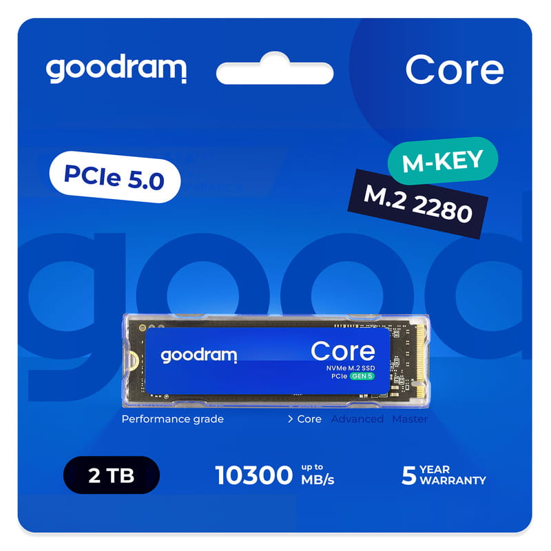 Накопитель SSD 2TB Goodram Core M.2 2280 PCIe 5.0 x4 NVMe 3D NAND (SSDR-GRC01-2K0-80)