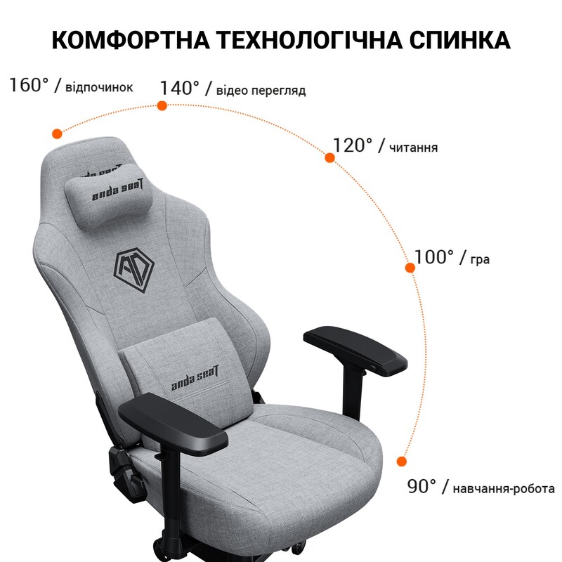 Кресло для геймеров Anda Seat Phantom 3 Pro Size L Dark Gray Linen Fabric (AD18YC-06-GB-F)