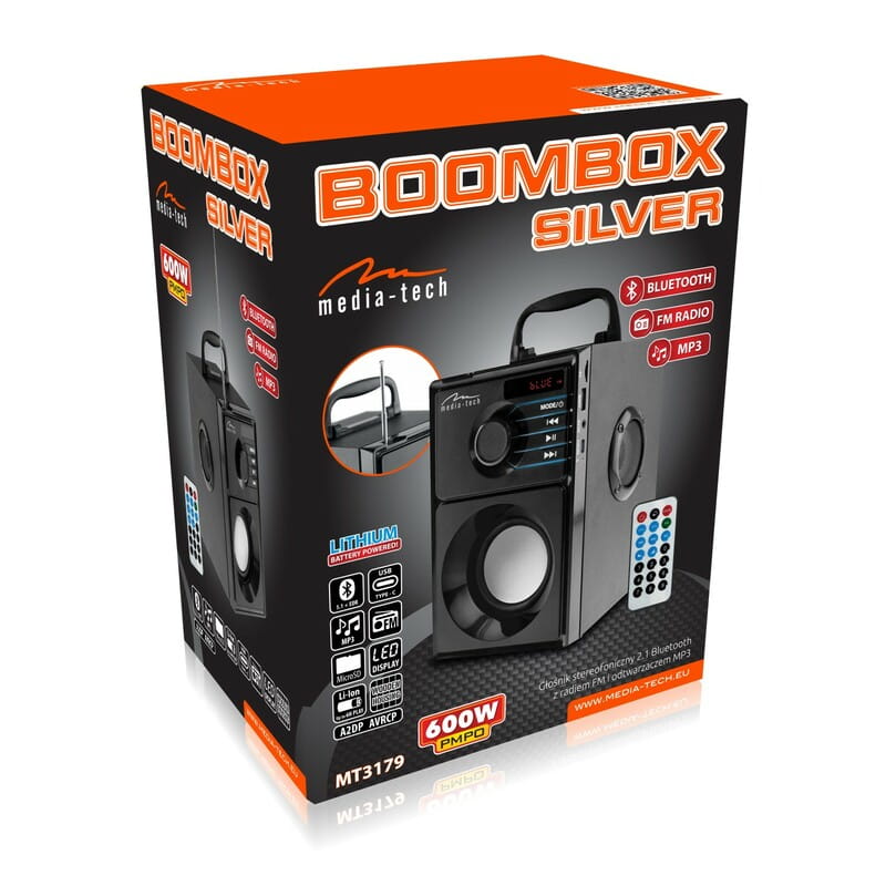 Акустична система Media-Tech Boombox Silver Black (MT3179)