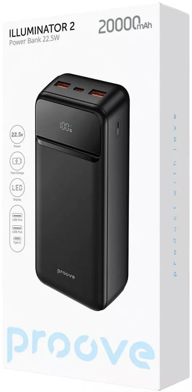 Универсальная мобильная батарея Proove Illuminator 2 22.5W 20000mAh Black (PBIP20212201)