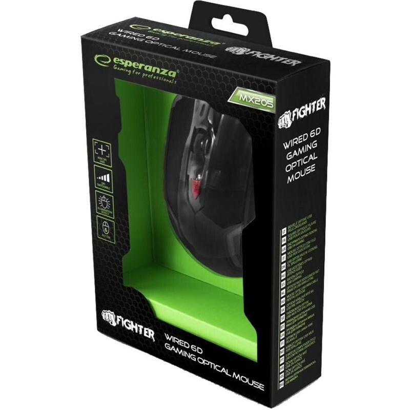 Мишка Esperanza EGM205R Fighter Black/Red USB