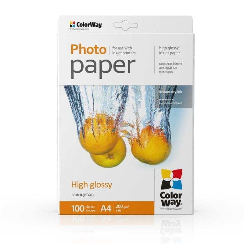 Фотобумага ColorWay глянцевая 200г/м2 A4 100 л. (PG200100A4)