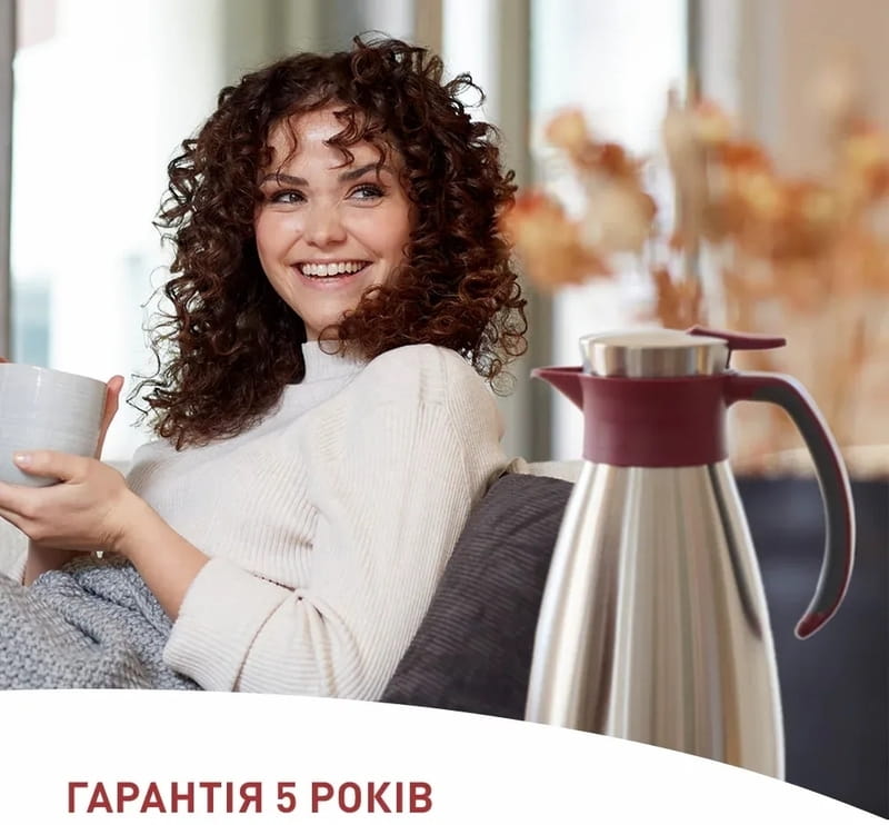 Термокувшин Tefal Soft Grip 1.5 л Burgundy (K3042214)