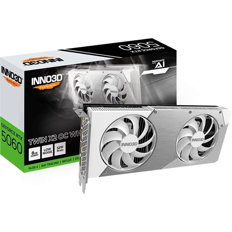 Вiдеокарта GF RTX 5060 8GB GDDR7 Twin X2 OC White Inno3D (N50602-08D7X-195070W)