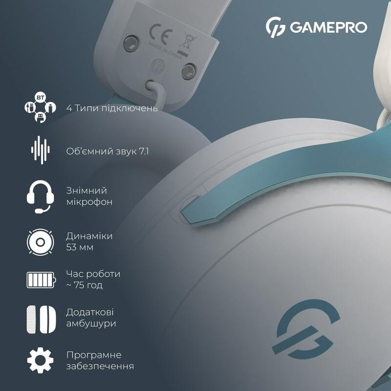 Гарнітура GamePro Asgard Freya Pro White-Blue (HSW201WB)