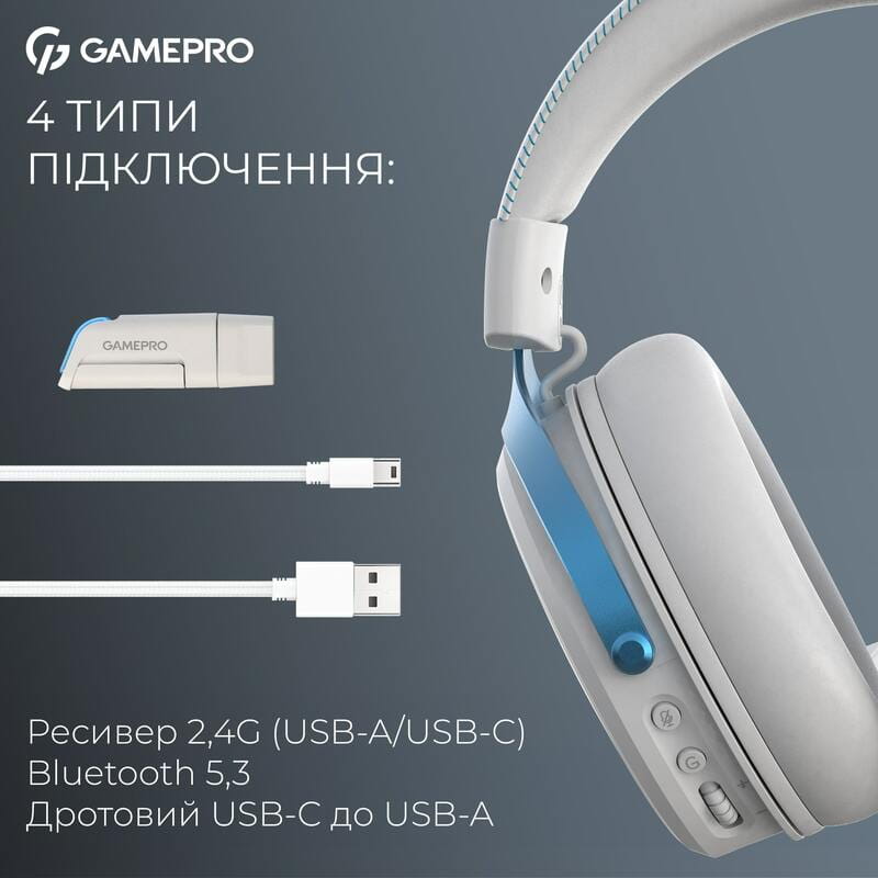 Гарнітура GamePro Asgard Freya Pro White-Blue (HSW201WB)