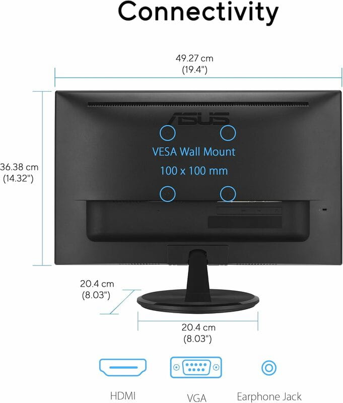 Монитор Asus 21.45" VP227HF (90LM0880-B01O71) VA Black 100Hz