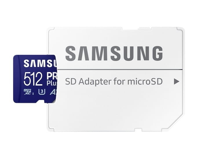 Карта памяти MicroSDXC 512GB UHS-I/U3 Class 10 Samsung Pro Plus R180/W130MB/s + SD-адаптер (MB-MD512SB/WW)