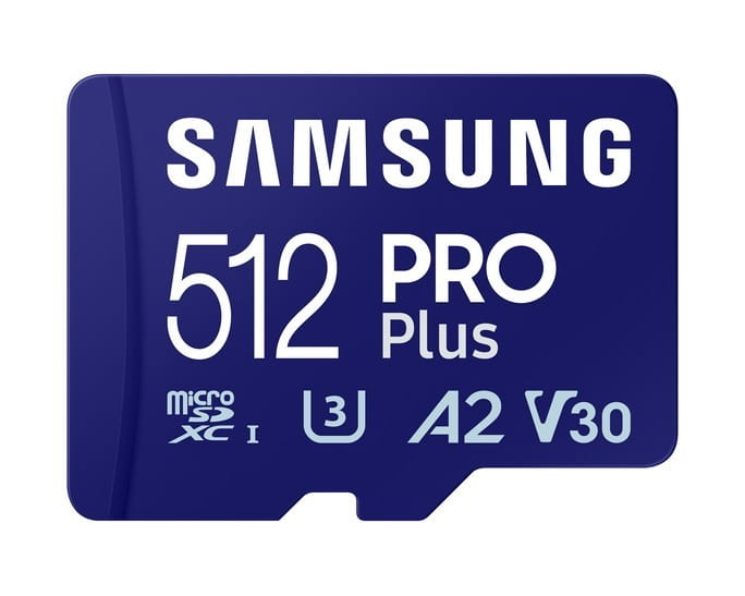 Карта памяти MicroSDXC 512GB UHS-I/U3 Class 10 Samsung Pro Plus R180/W130MB/s + SD-адаптер (MB-MD512SB/WW)