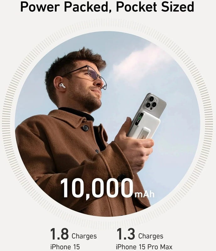 Універсальна мобільна батарея Anker MagGo 10000mAh 27W White (A1654G21)