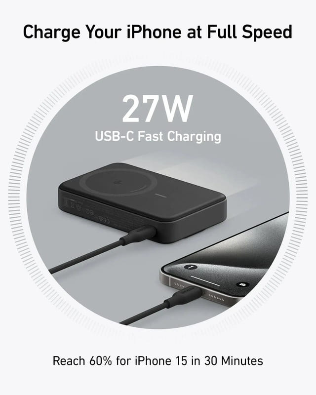 Универсальная мобильная батарея Anker MagGo 10000mAh 27W Black (A1654G11)