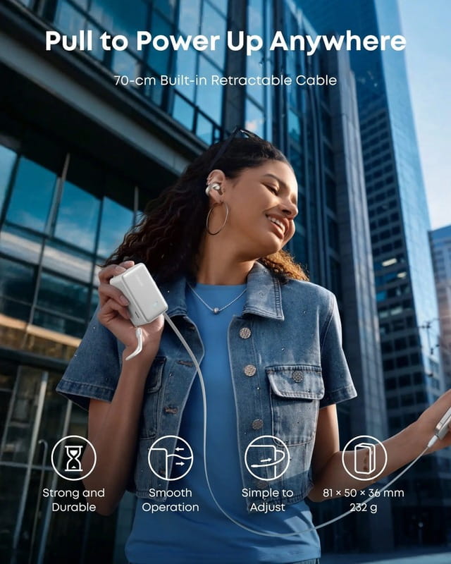 Универсальная мобильная батарея Anker Nano 10000mAh 45W White (A1638H21)