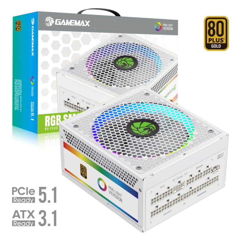 Блок живлення GameMax RGB 1050 Pro 1050W White (ATX3.1 PCIe5.1)
