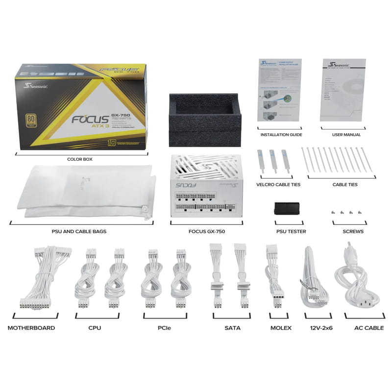 Блок живлення Seasonic Focus GX-750 ATX 3.1 White 750W