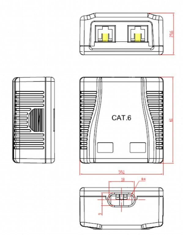 Розетка Cablexpert (NCAC-2F6-01) RJ-45, Cat6, внешняя, белый