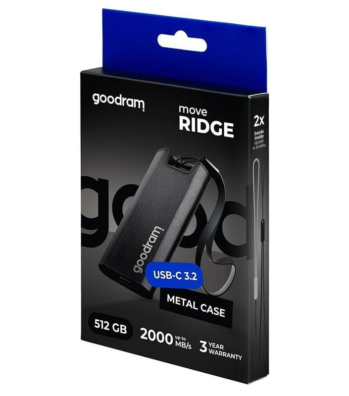 Накопичувач зовнішній SSD 512GB Goodram Black (SSDR-GMRE-512-K0)