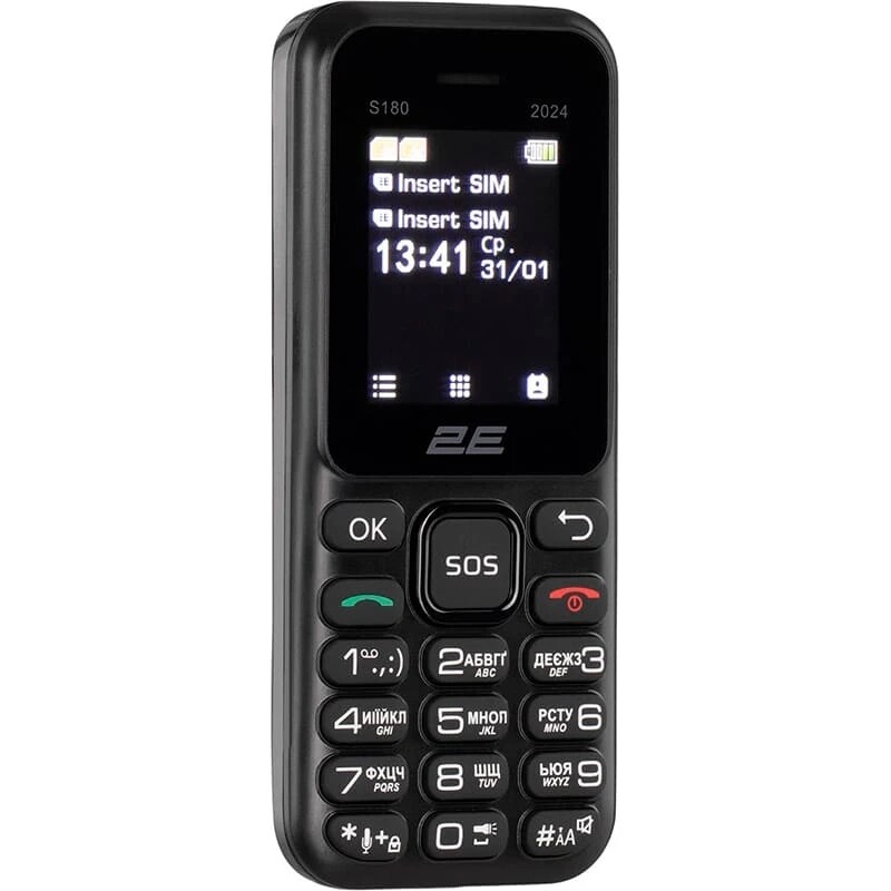 Мобiльний телефон 2E S180 2024 Black (694743653885)