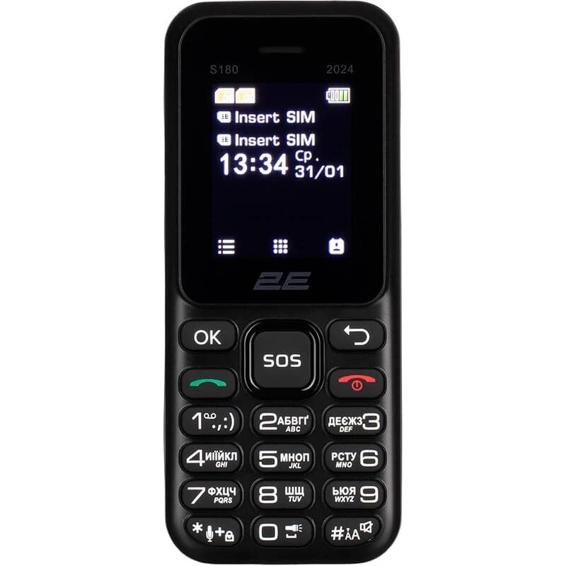 Мобiльний телефон 2E S180 2024 Black (694743653885)