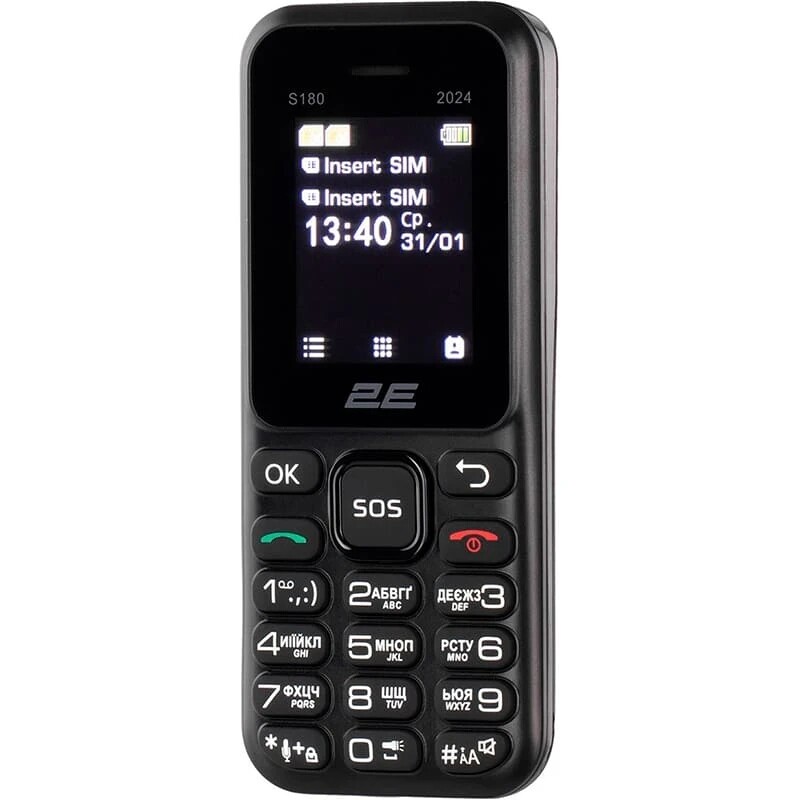 Мобiльний телефон 2E S180 2024 Black (694743653885)