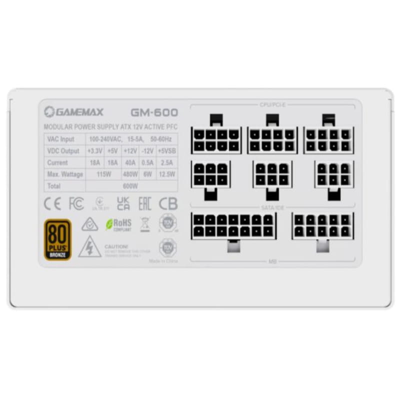 Блок живлення GameMax GM-600 Modular 600W White