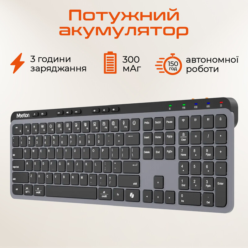 Клавиатура беспроводная Meetion WK330 Black (MT-WK330-A-RUA)