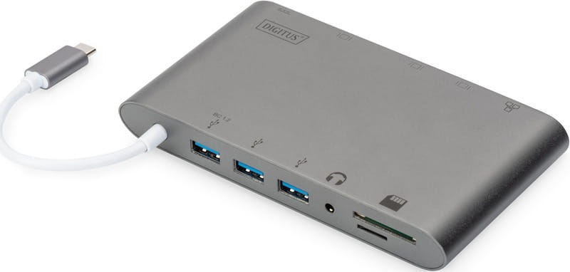 Док-станция Digitus USB-C USB3.0х3/USB-C/SD/MicroSD/HDMI/VGA/miniDisplayPort/RJ45/Audio (DA-70875)