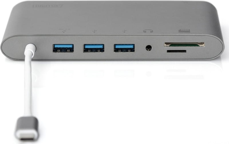 Док-станция Digitus USB-C USB3.0х3/USB-C/SD/MicroSD/HDMI/VGA/miniDisplayPort/RJ45/Audio (DA-70875)