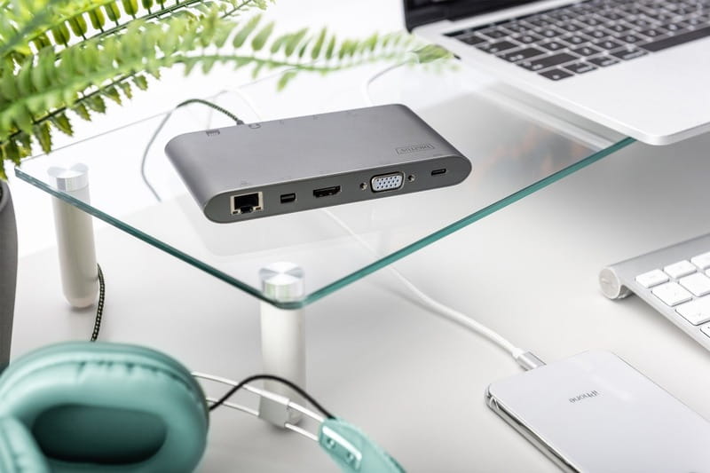 Док-станция Digitus USB-C USB3.0х3/USB-C/SD/MicroSD/HDMI/VGA/miniDisplayPort/RJ45/Audio (DA-70875)