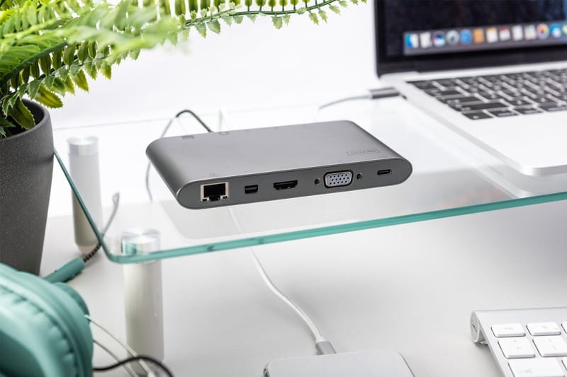 Док-станция Digitus USB-C USB3.0х3/USB-C/SD/MicroSD/HDMI/VGA/miniDisplayPort/RJ45/Audio (DA-70875)