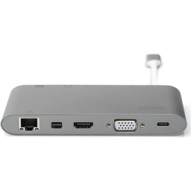 Док-станция Digitus USB-C USB3.0х3/USB-C/SD/MicroSD/HDMI/VGA/miniDisplayPort/RJ45/Audio (DA-70875)