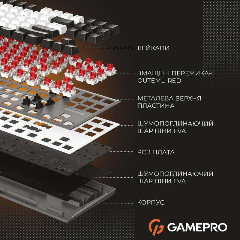 Клавіатура GamePro Genesis Joker MK124G Outemu Red Swithes USB Gray