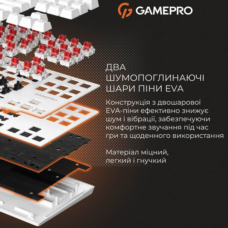Клавиатура GamePro Genesis Joker MK124W Outemu Red Swithes USB White