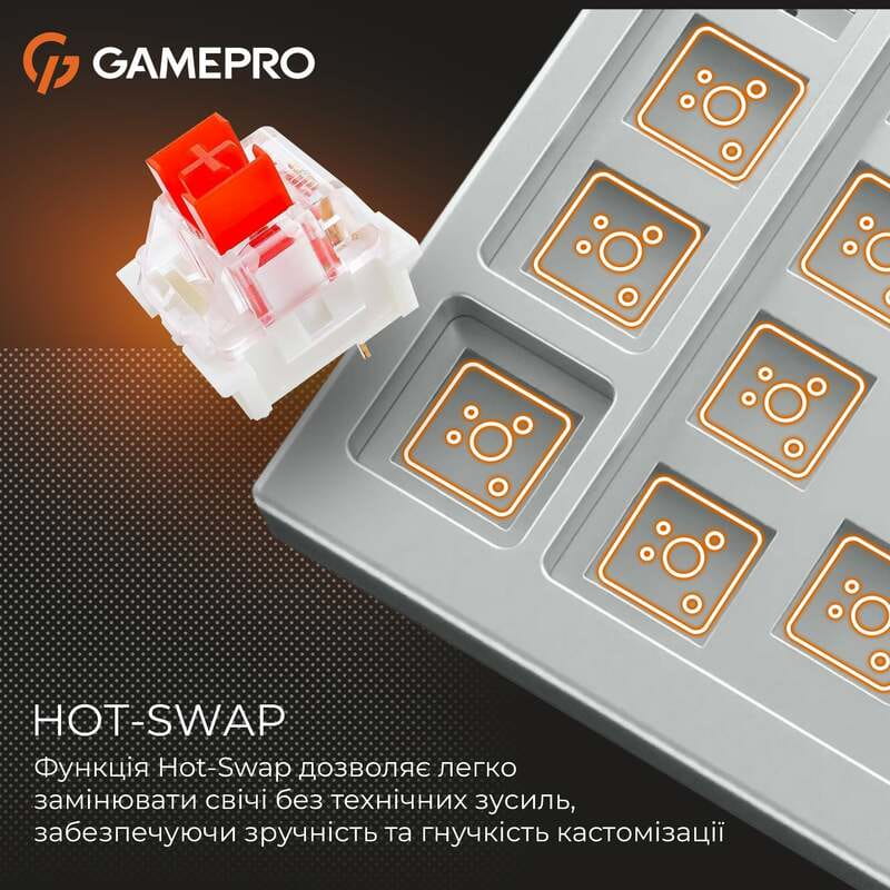 Клавиатура GamePro Genesis Metallic MK110W Outemu Red Swithes USB White