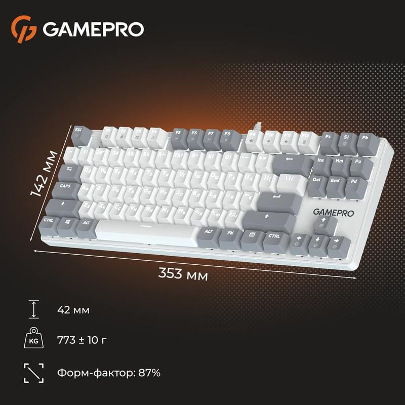 Клавиатура GamePro Genesis Metallic MK110W Outemu Red Swithes USB White