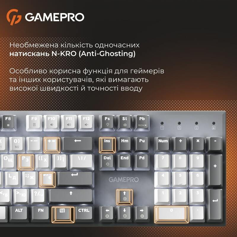 Клавіатура GamePro Genesis Metallic MK144G Outemu Red Swithes USB Gray